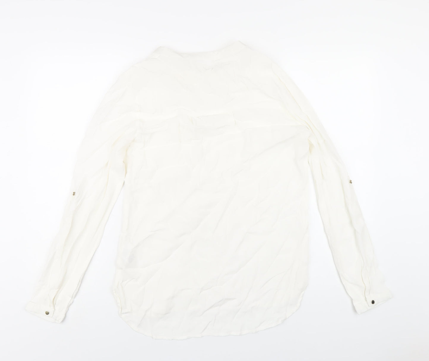 Saint Tropez Clothing Womens White Viscose Basic Blouse Size S Round Neck