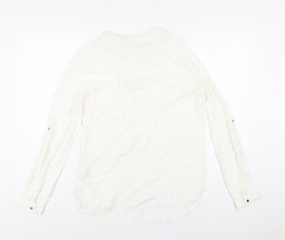 Saint Tropez Clothing Womens White Viscose Basic Blouse Size S Round Neck