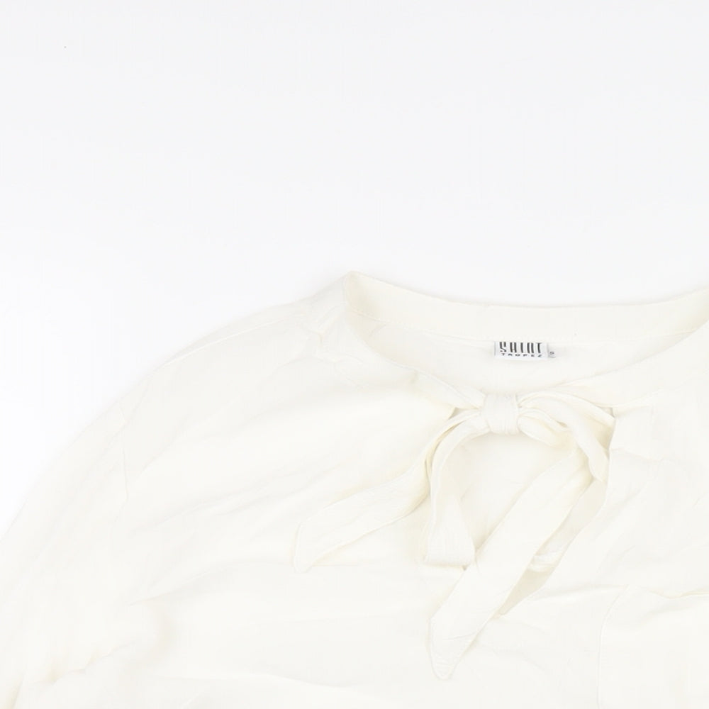 Saint Tropez Clothing Womens White Viscose Basic Blouse Size S Round Neck