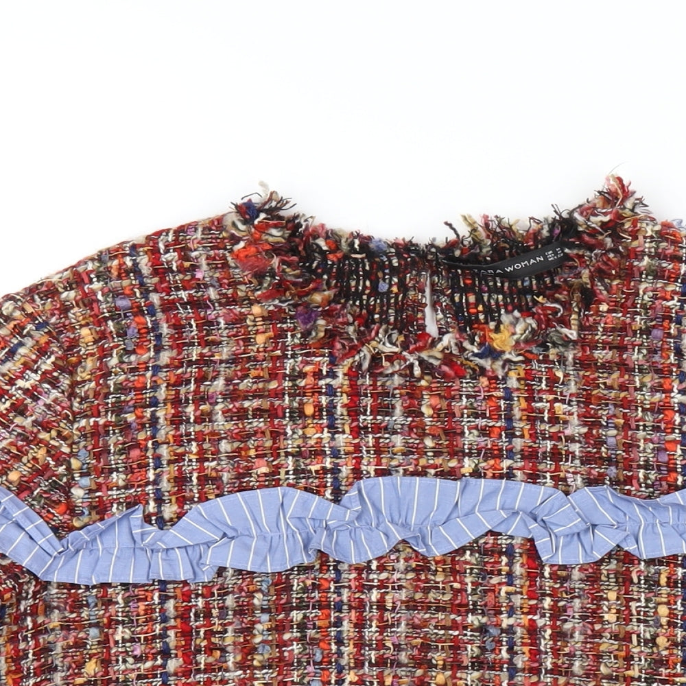 Zara Womens Multicoloured Cotton Basic T-Shirt Size M Round Neck