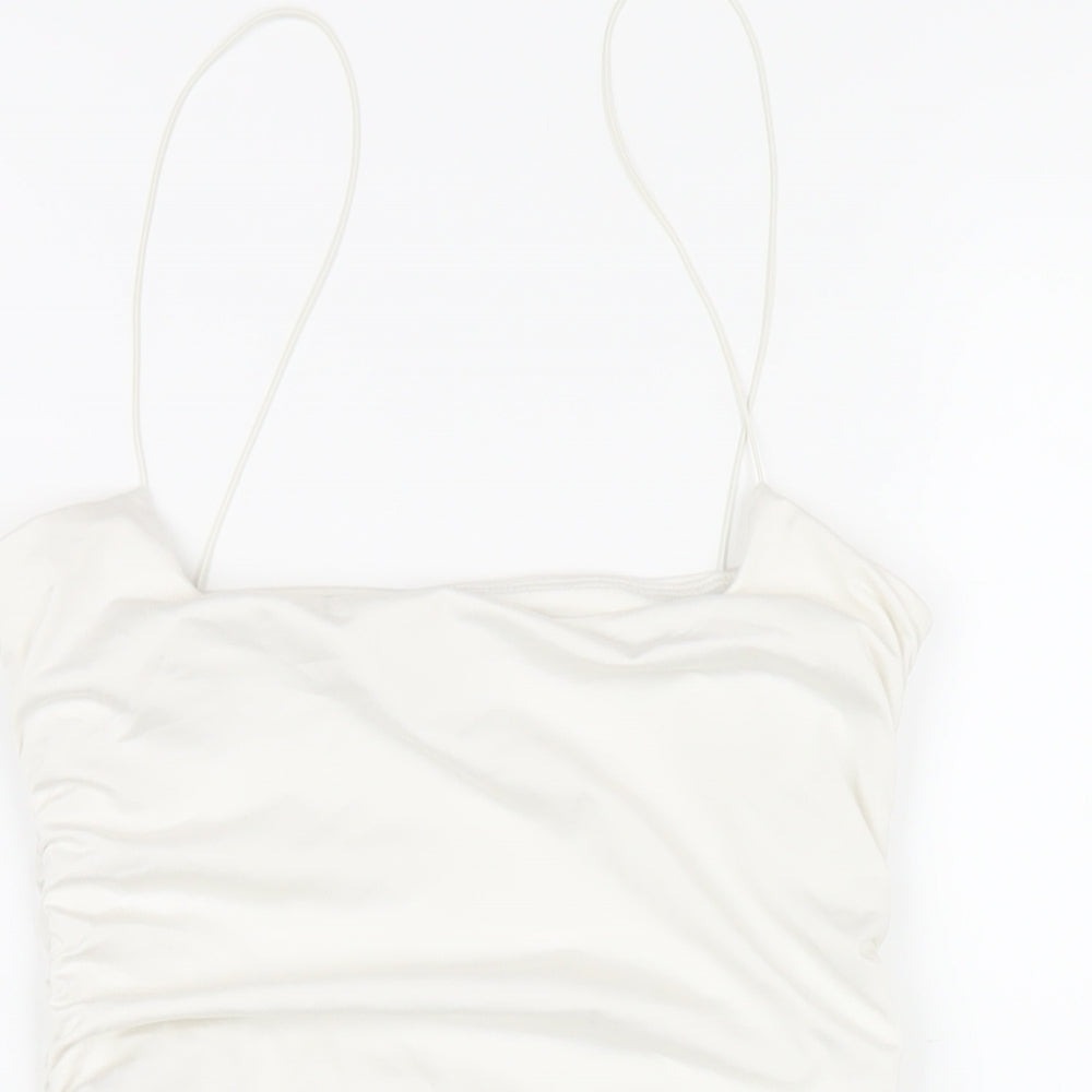 Oh Polly Womens White Polyester Bodycon Size 10 Round Neck Pullover