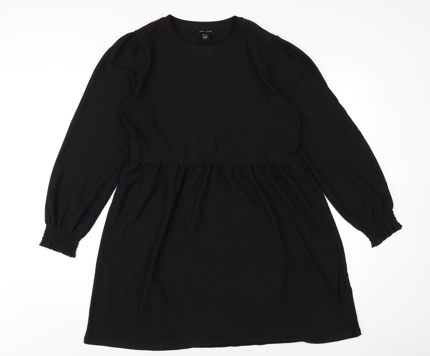 New Look Womens Black Polyester A-Line Size 12 Round Neck Pullover