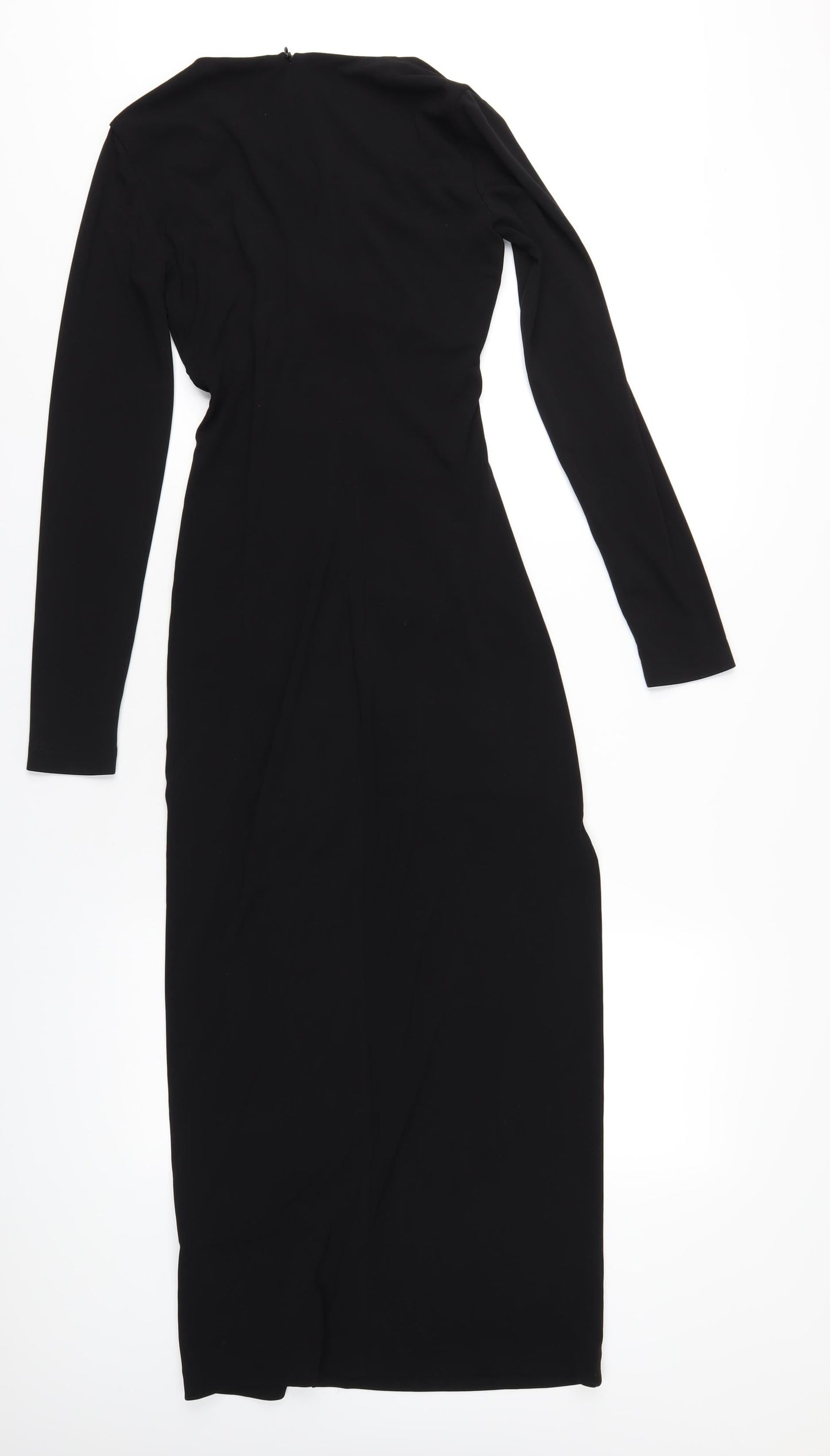 Zara Womens Black Polyester Maxi Size XS Round Neck Zip
