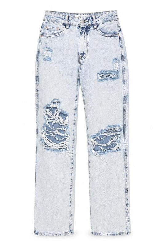 Queen Hearts Womens Blue Cotton Straight Jeans Size S L34 in Regular Zip