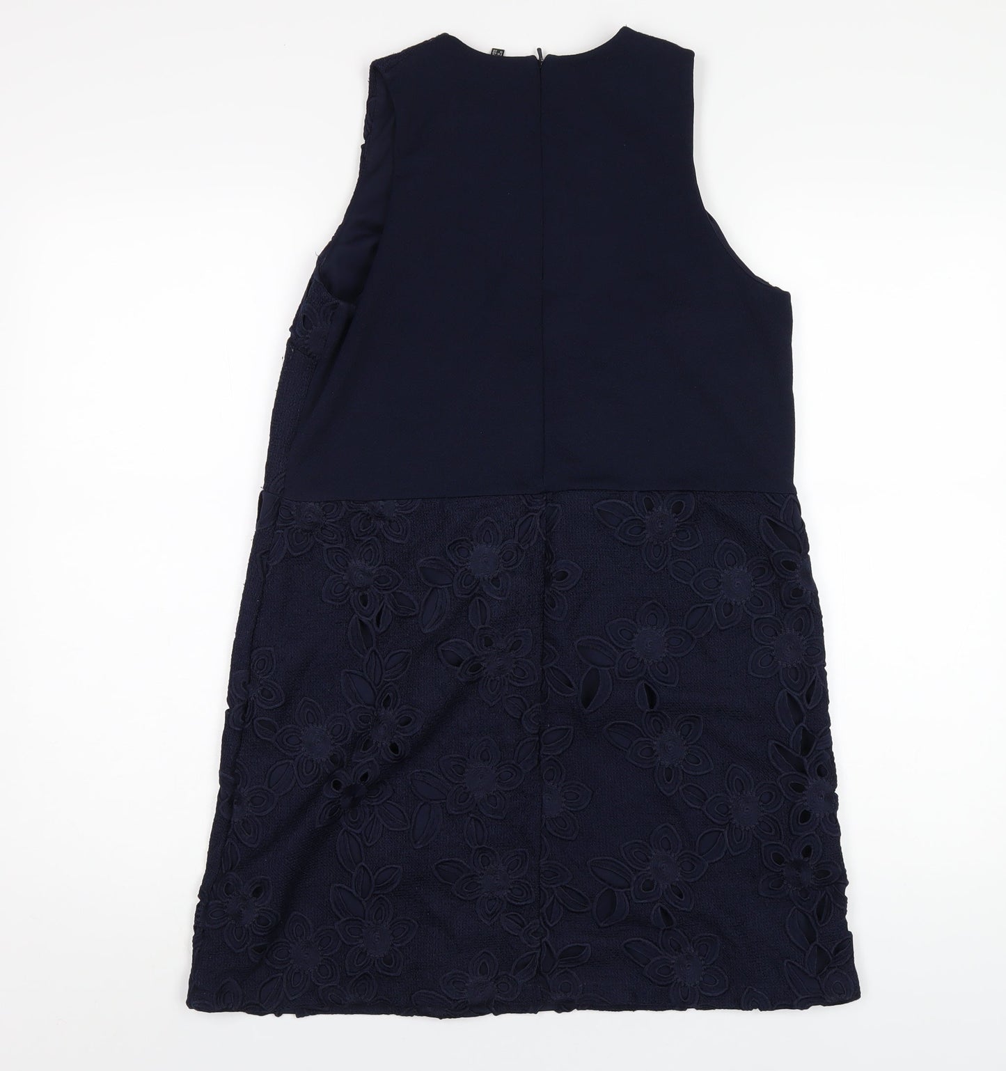Warehouse Womens Blue Polyester A-Line Size 12 Round Neck Zip