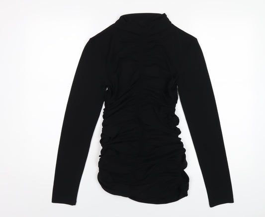 Zara Womens Black Polyester Mini Size M Mock Neck Pullover