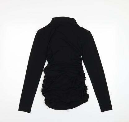 Zara Womens Black Polyester Mini Size M Mock Neck Pullover