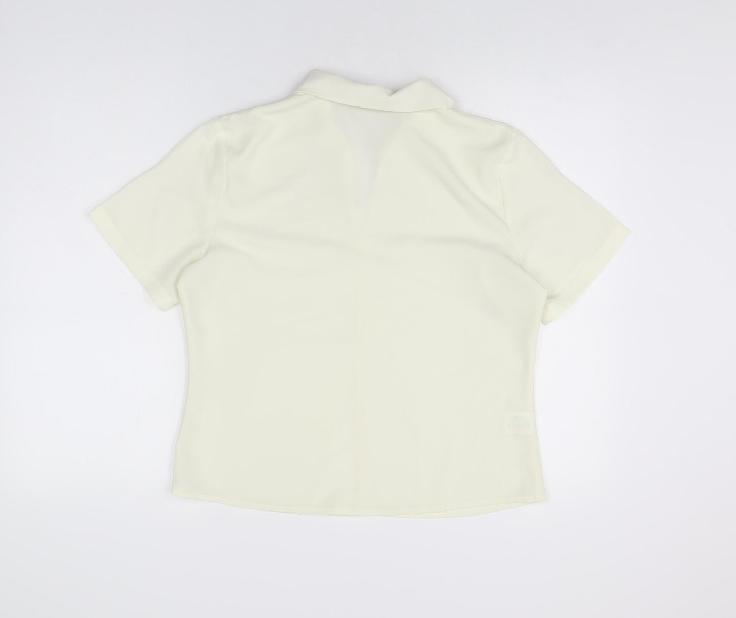 AMARANTO Womens Ivory Polyester Basic Blouse Size 14 Collared