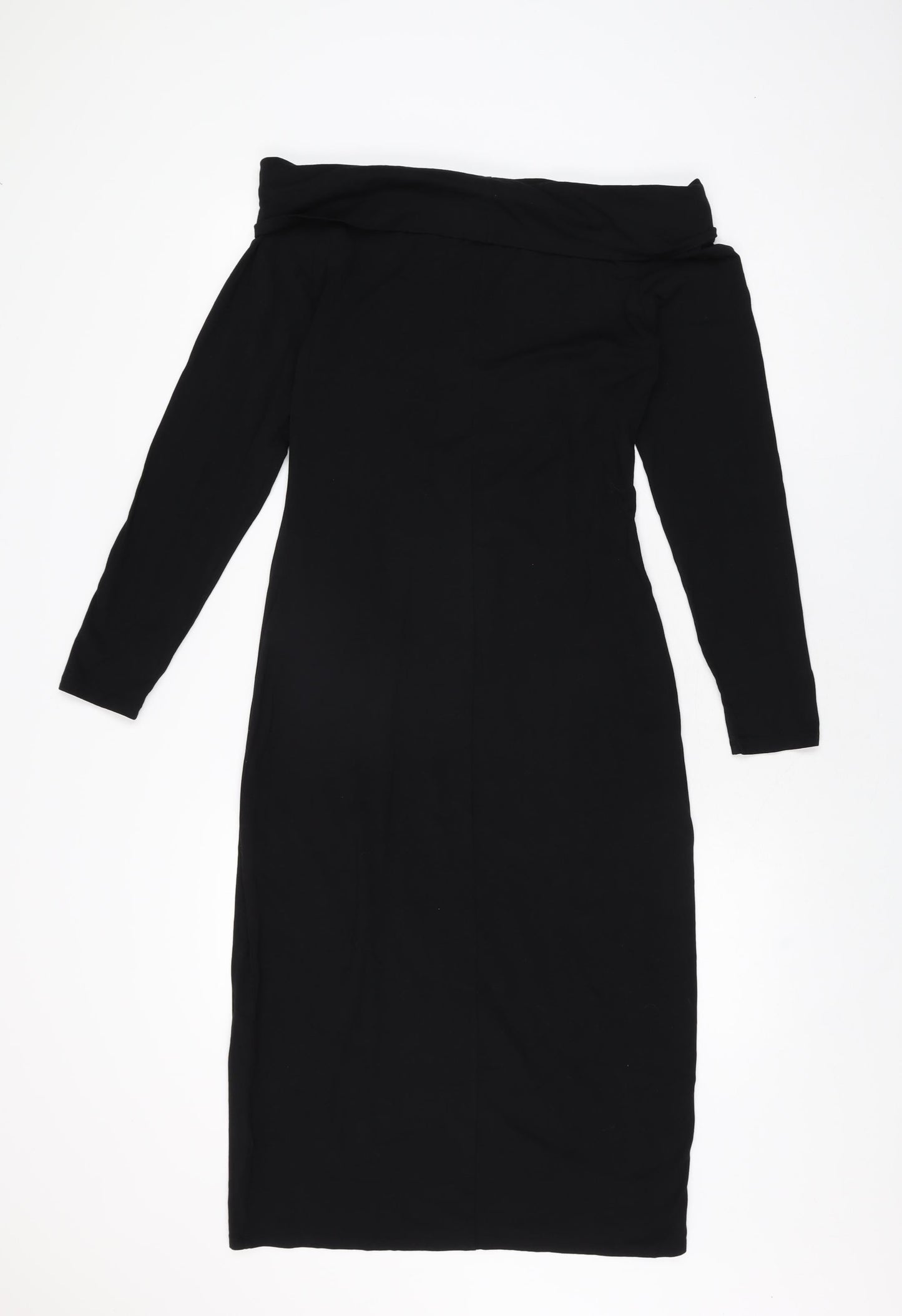 bobi Womens Black Cotton Bodycon Size M Off the Shoulder Pullover