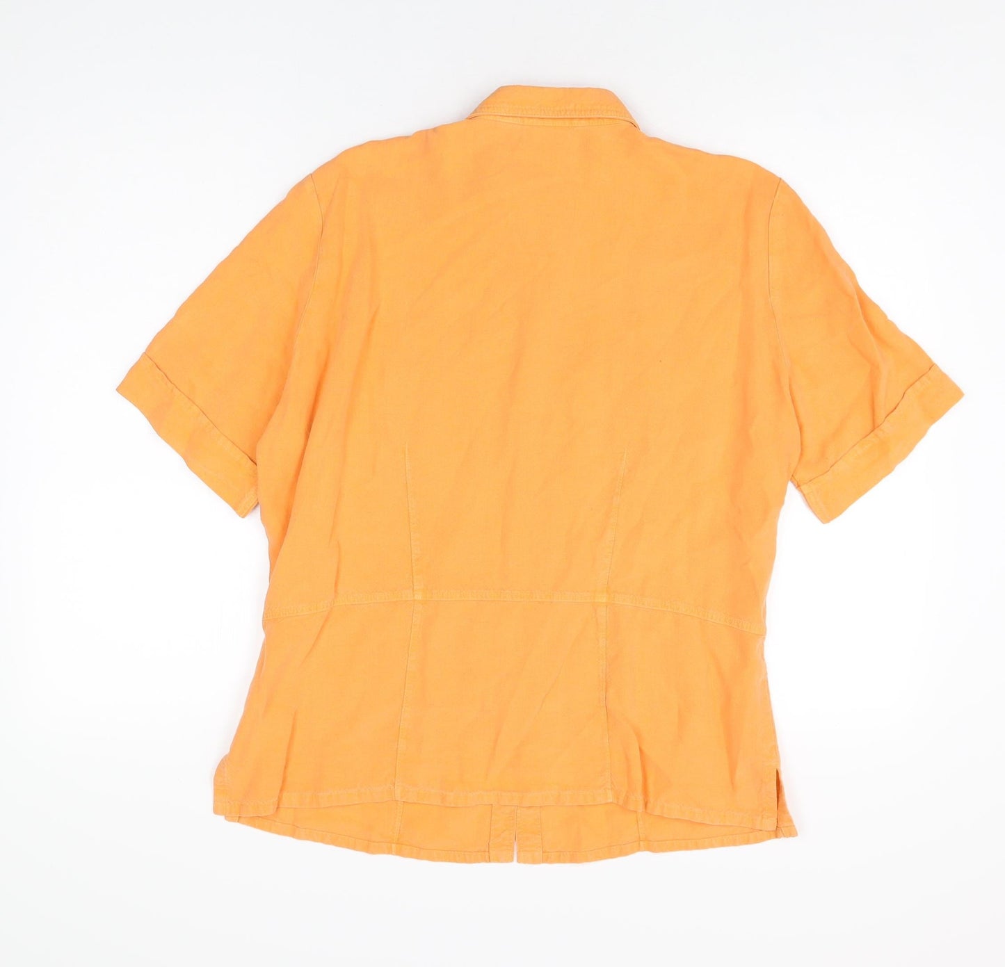 Jorli Womens Orange Lyocell Basic Button-Up Size 14 Collared