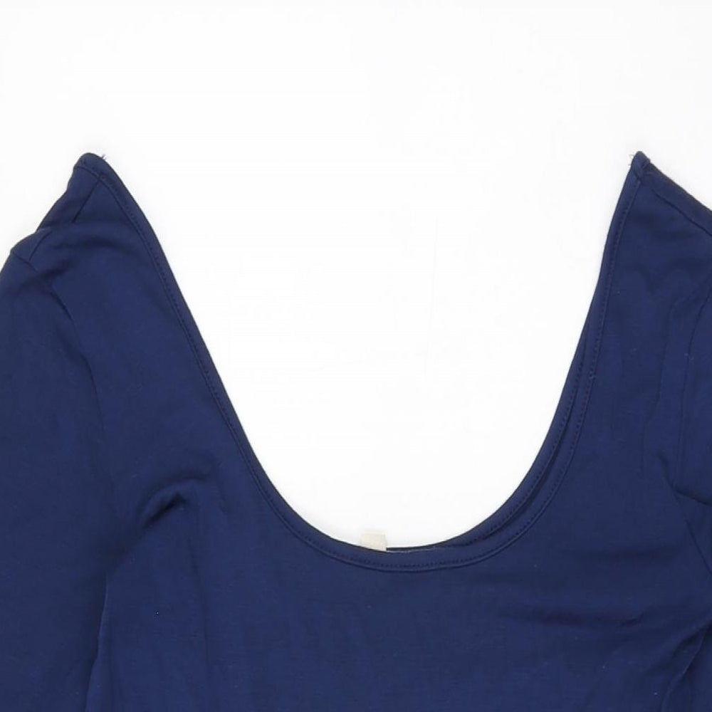 Silence + Noise Womens Blue Rayon Mini Size M Scoop Neck Pullover