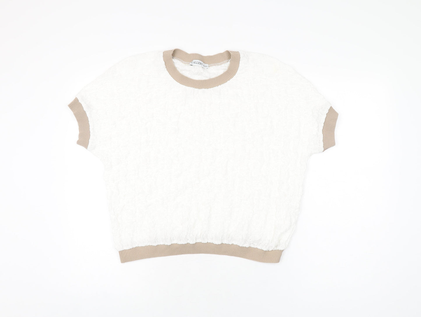Gallery Womens White Polyester Basic T-Shirt Size M Round Neck