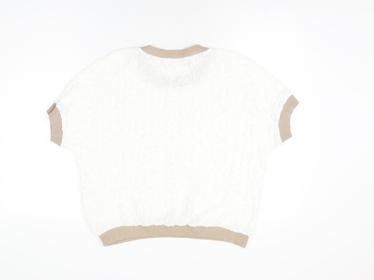 Gallery Womens White Polyester Basic T-Shirt Size M Round Neck