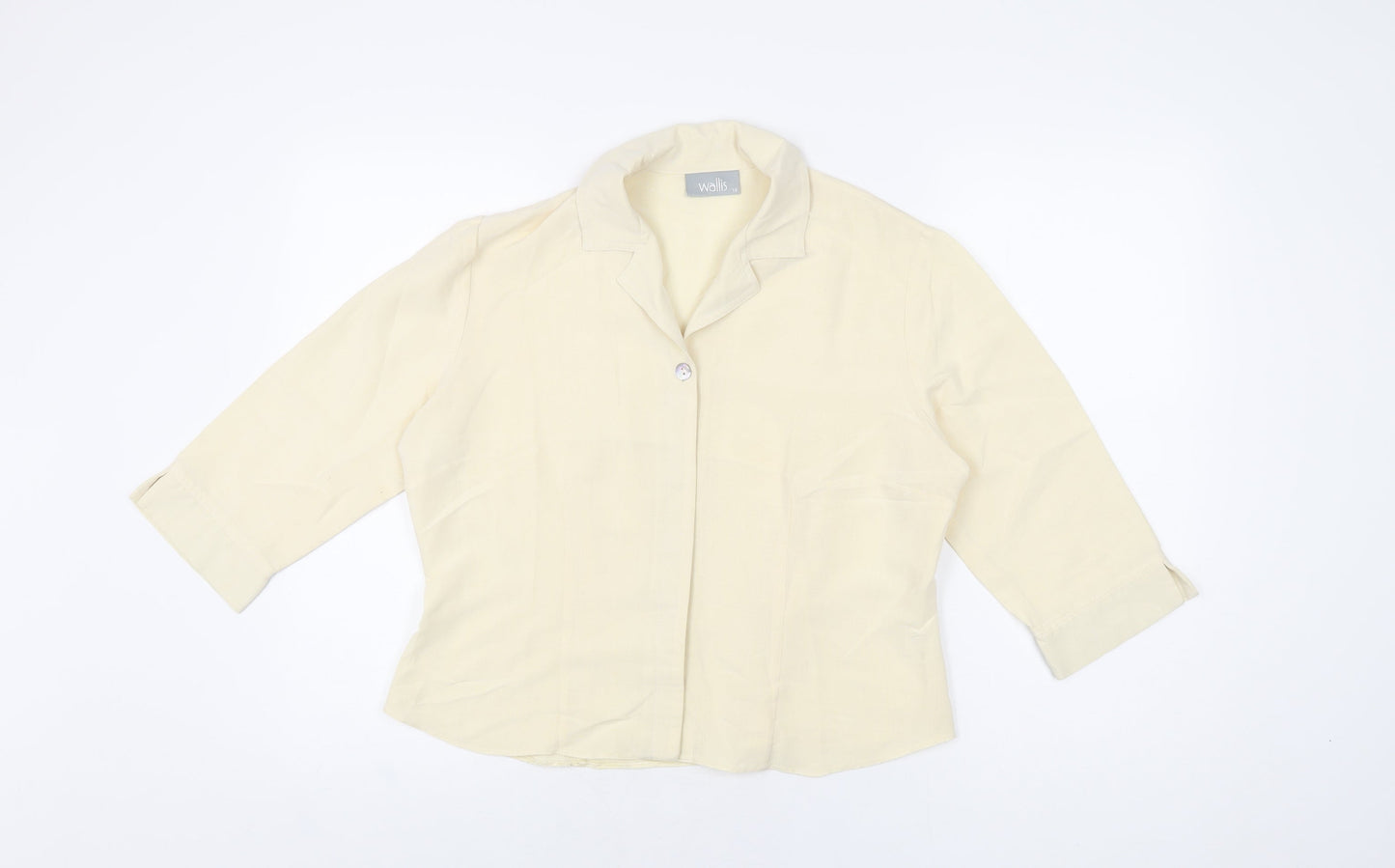 Wallis Womens Ivory Polyester Basic Button-Up Size 14 Collared