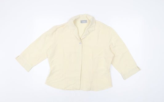 Wallis Womens Ivory Polyester Basic Button-Up Size 14 Collared