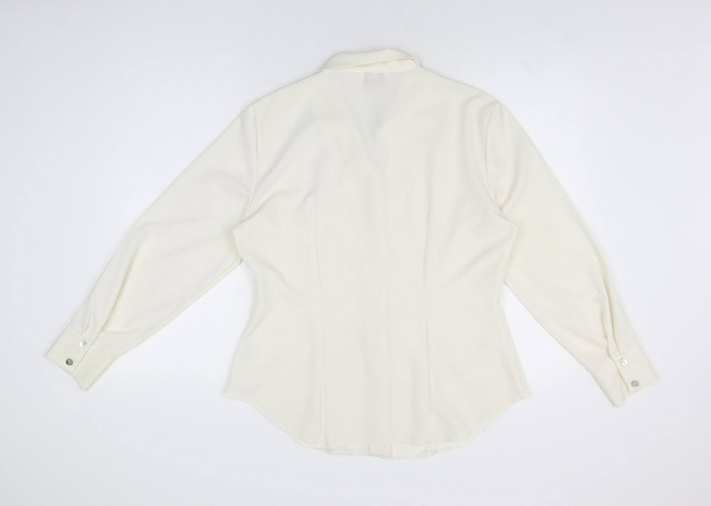 Hamells Womens Ivory Polyester Basic Button-Up Size 14 Collared
