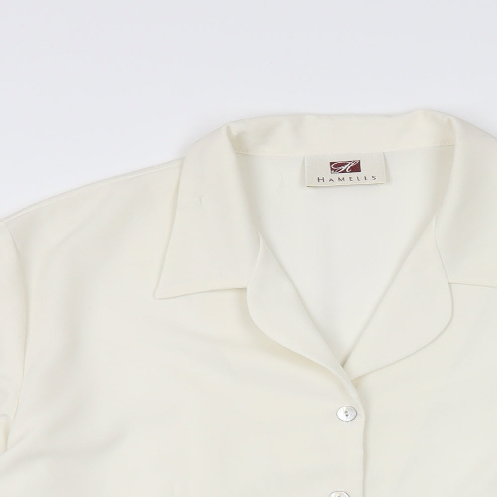 Hamells Womens Ivory Polyester Basic Button-Up Size 14 Collared