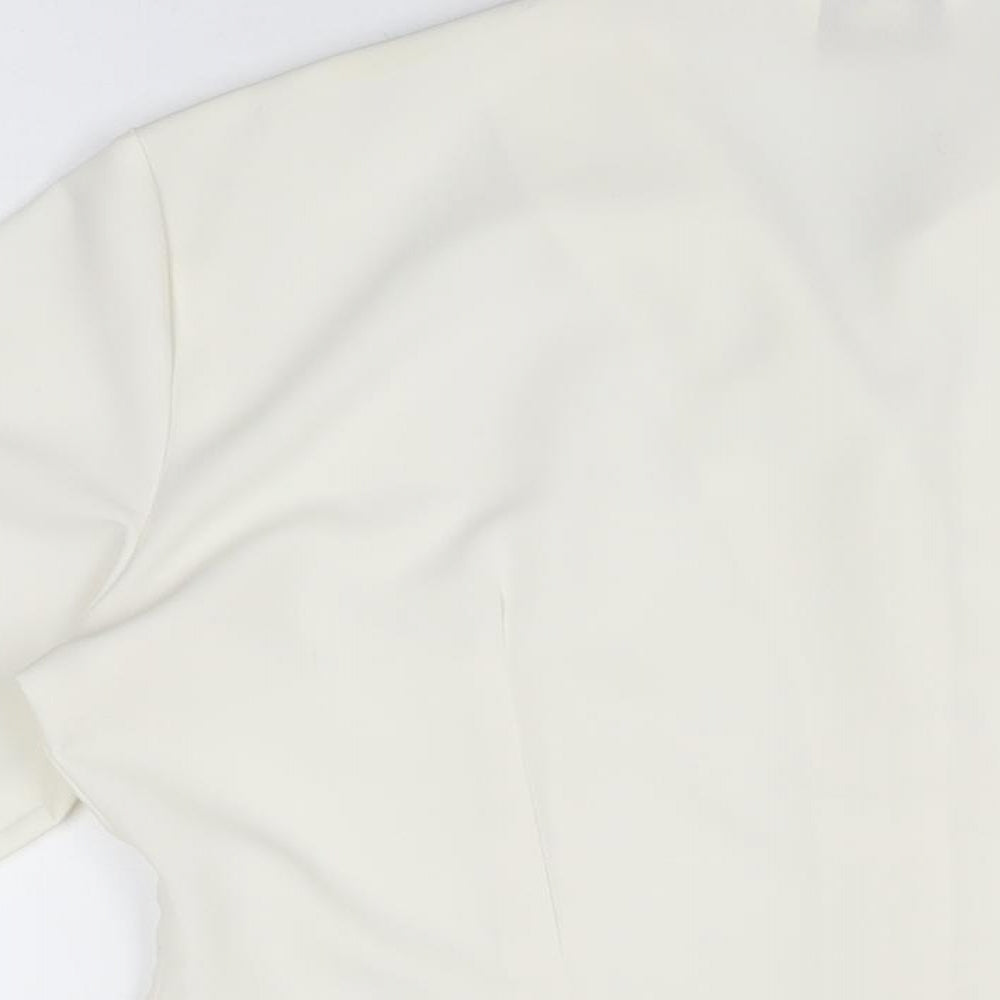 Hamells Womens Ivory Polyester Basic Button-Up Size 14 Collared