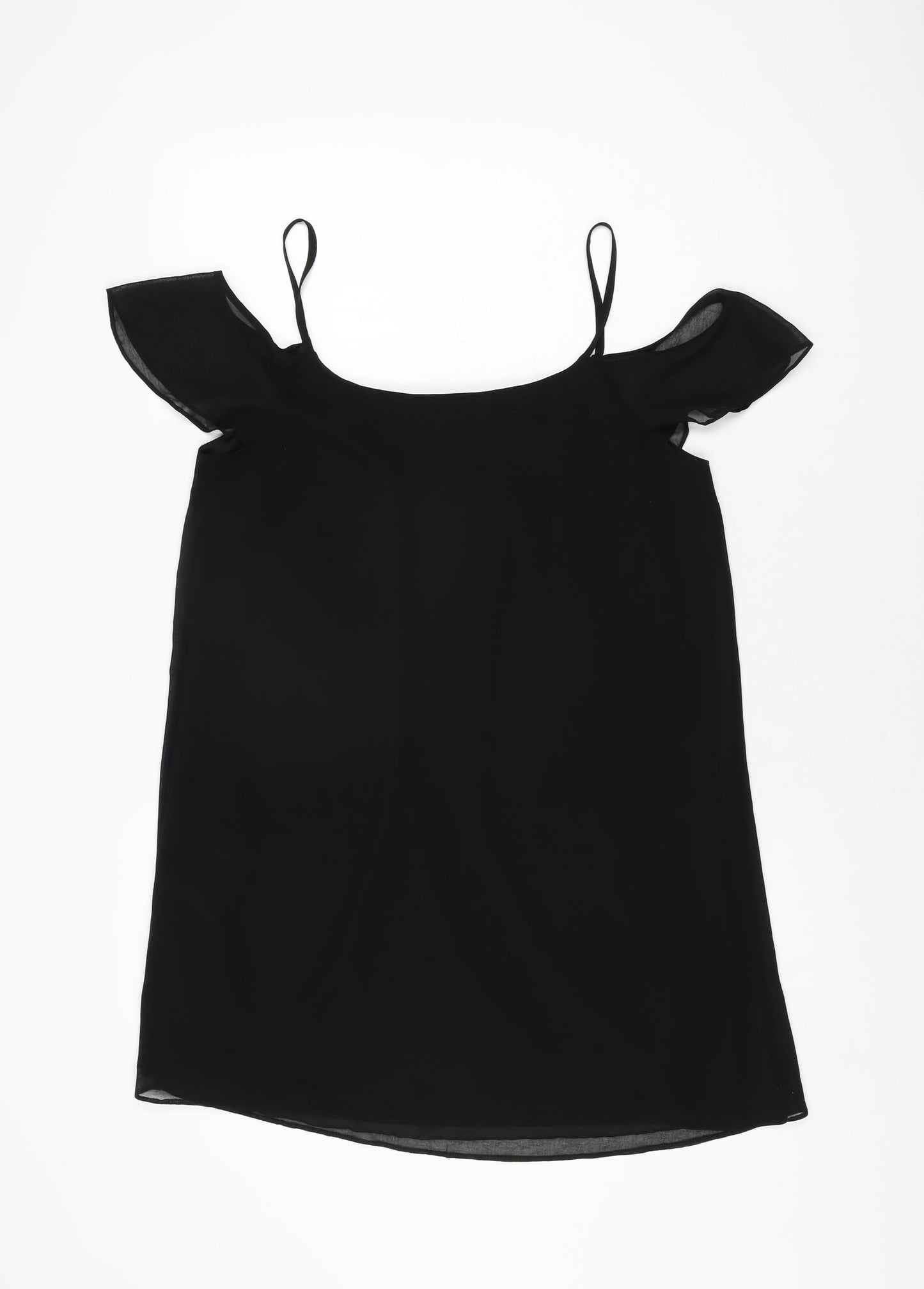 New Look Womens Black Polyester Camisole T-Shirt Size 12 Scoop Neck