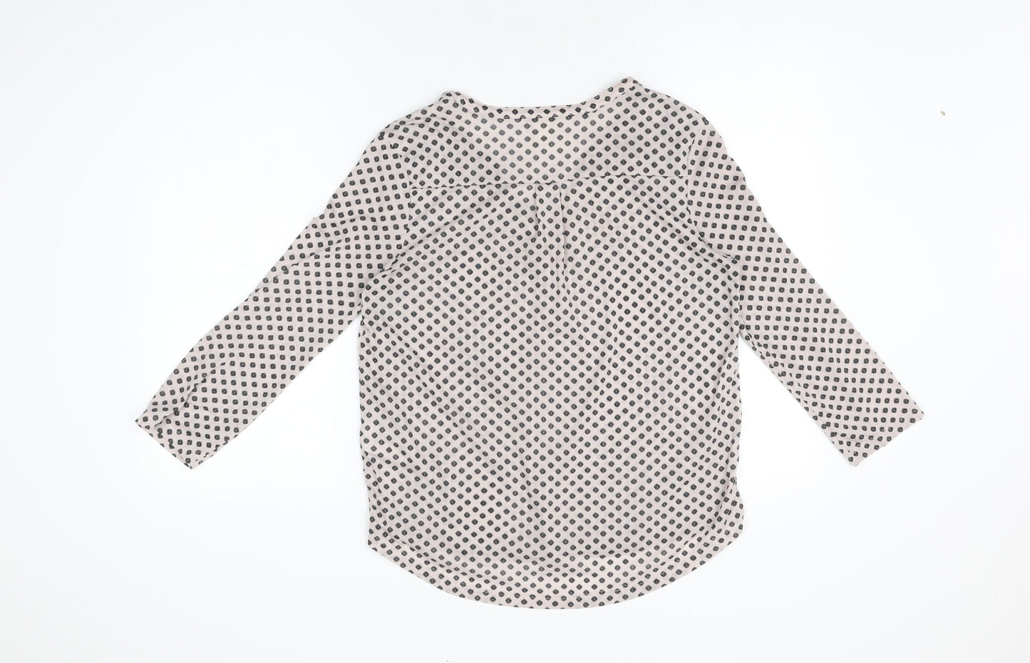 H&M Womens Pink Geometric Polyester Basic T-Shirt Size S V-Neck