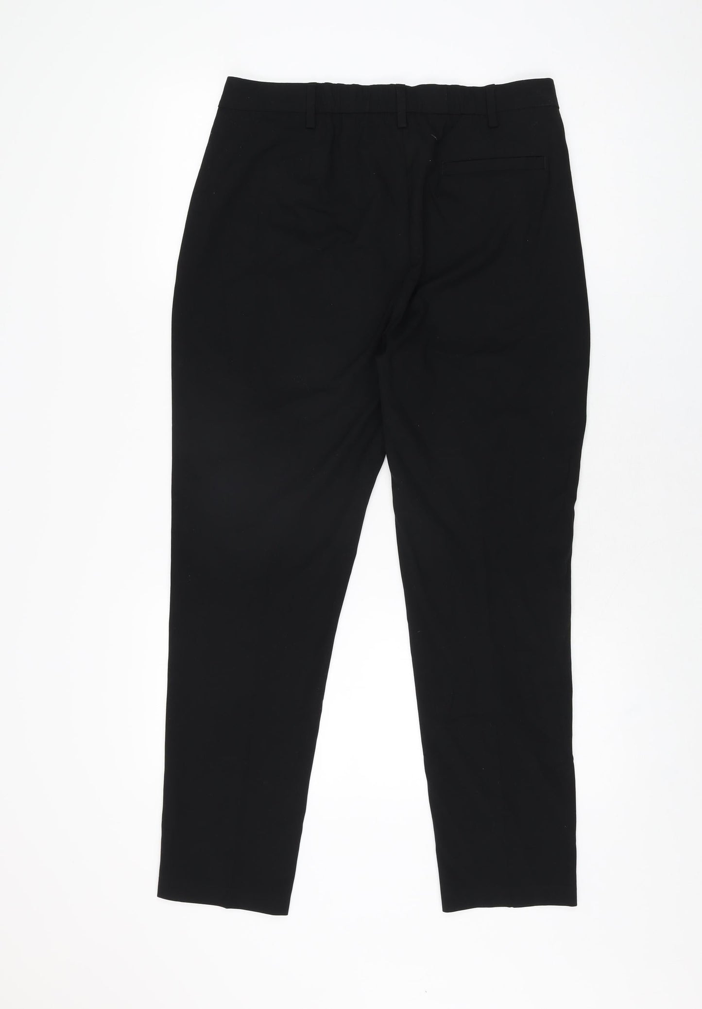 Marks and Spencer Womens Black Polyester Trousers Size 12 L27.5 in Regular Zip