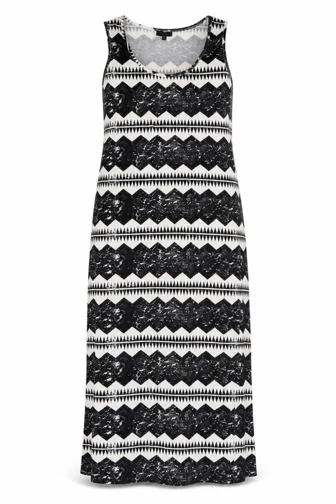 Topshop Womens White Geometric Polyester Maxi Size 12 Scoop Neck Pullover