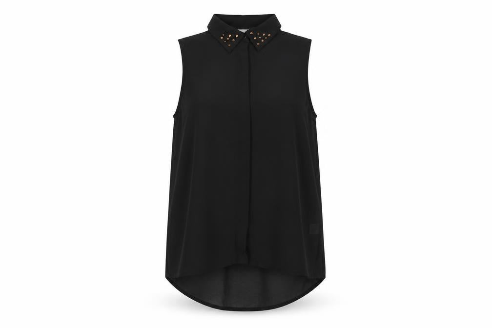 Glamorous Womens Black Polyester Basic Button-Up Size 12 Collared