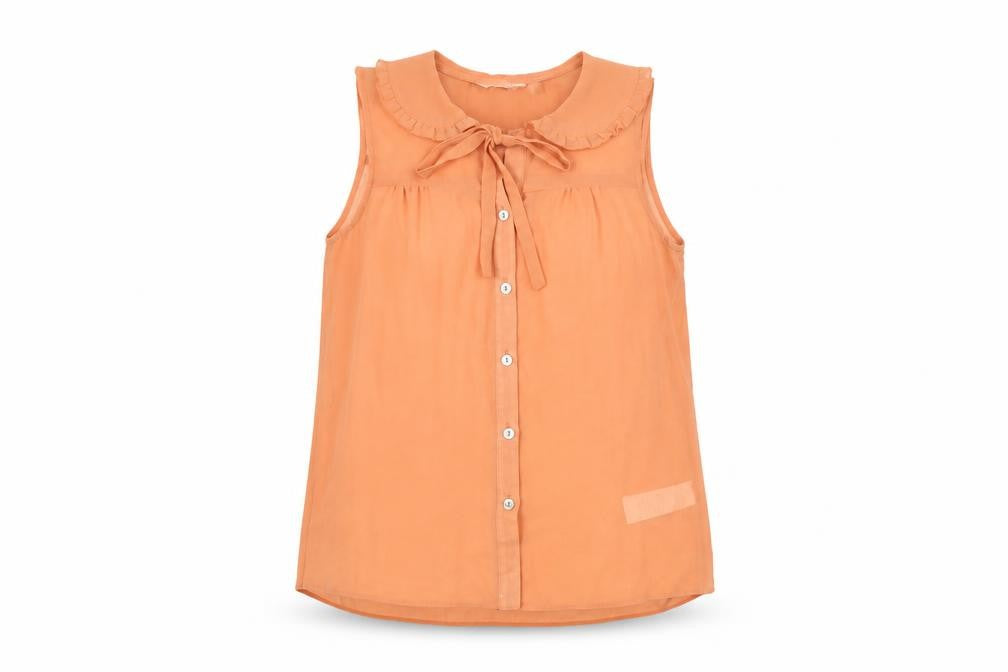 New Look Womens Orange Polyester Basic Button-Up Size 8 Collared