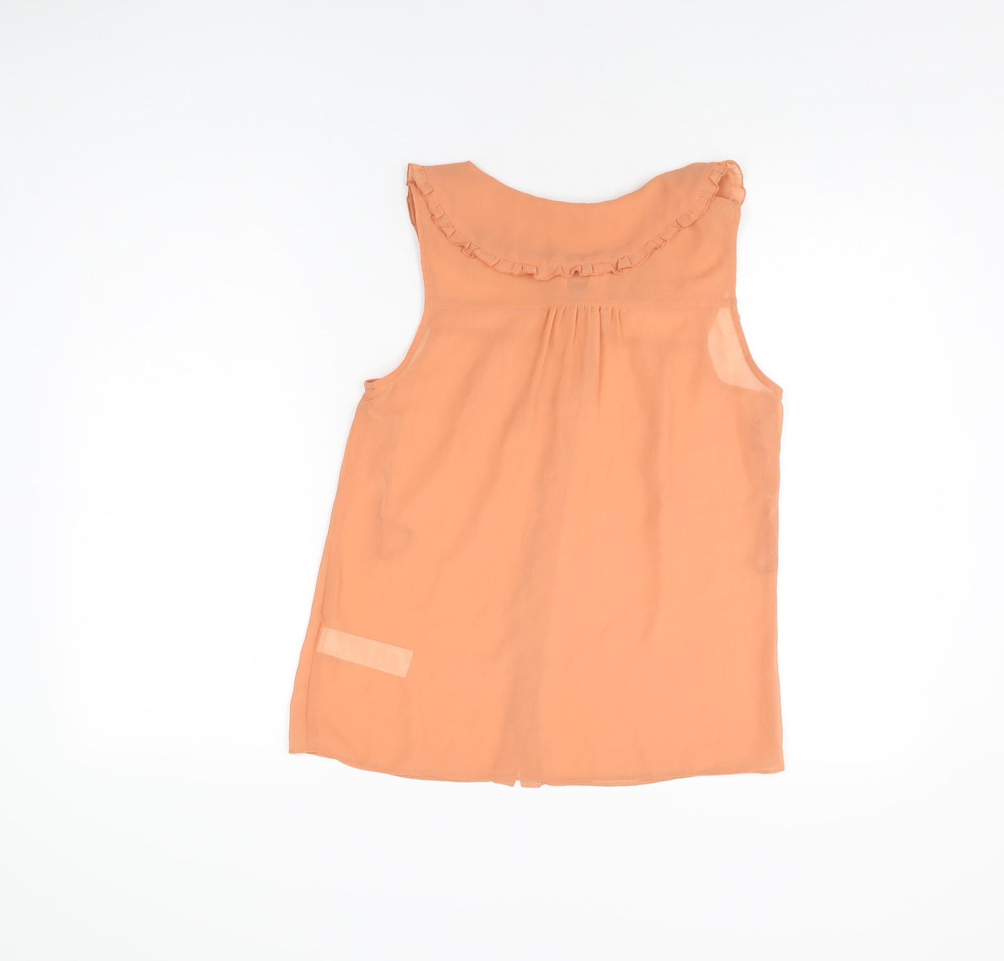 New Look Womens Orange Polyester Basic Button-Up Size 8 Collared