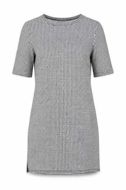 Lipsy Womens Grey Houndstooth Polyester Shift Size 10 Round Neck Pullover