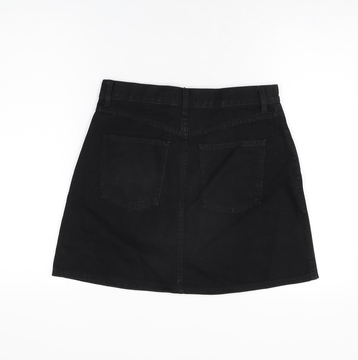 Uniqlo Womens Black Cotton A-Line Skirt Size 27 in Zip