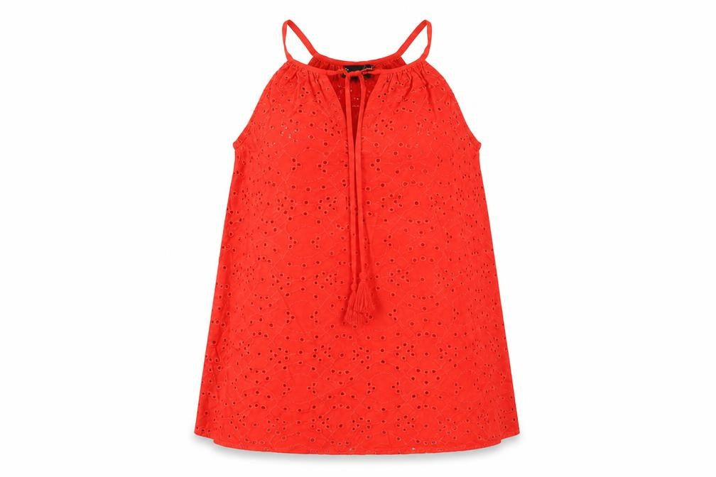 New Look Womens Red Cotton Basic T-Shirt Size 8 V-Neck