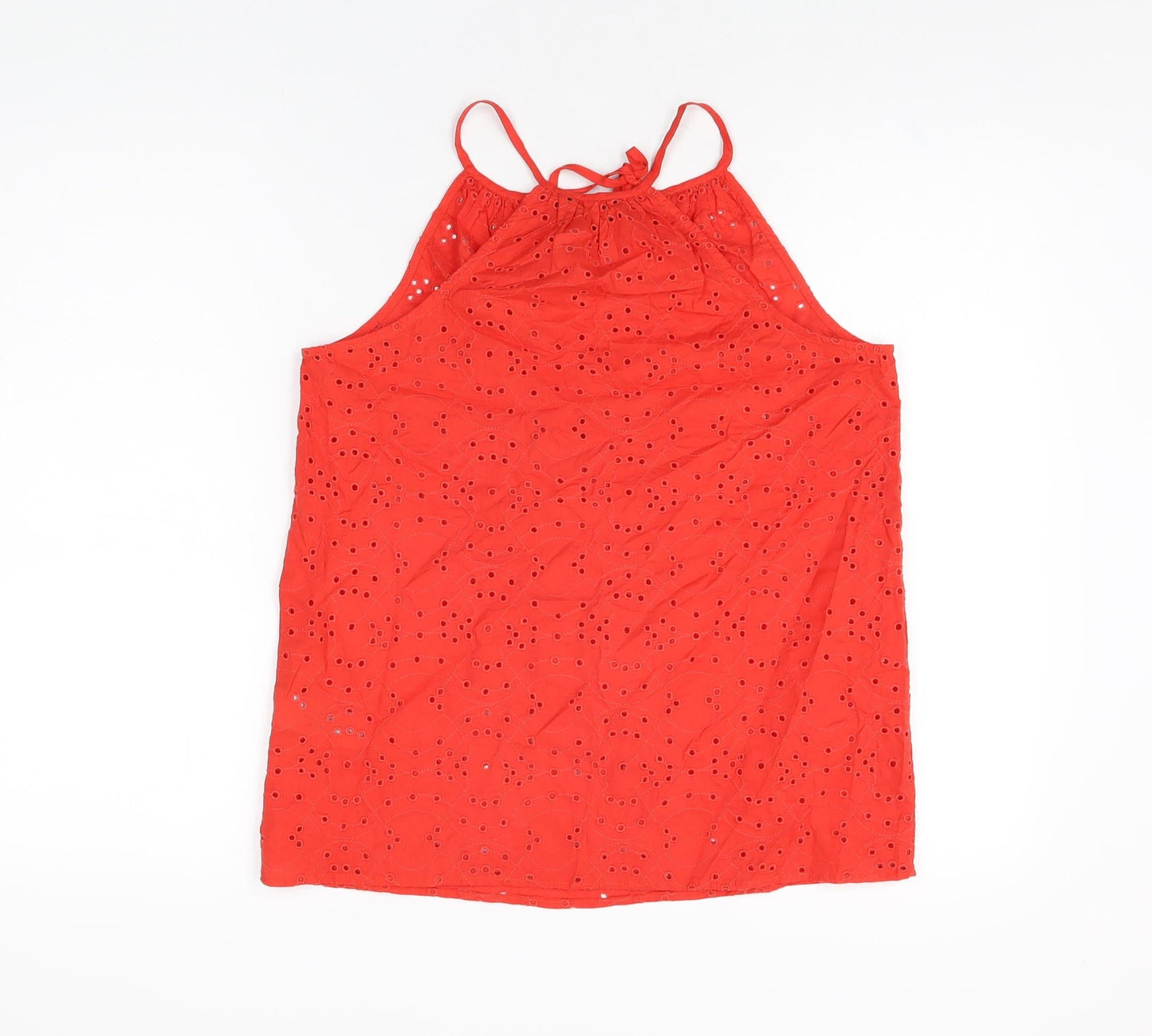 New Look Womens Red Cotton Basic T-Shirt Size 8 V-Neck