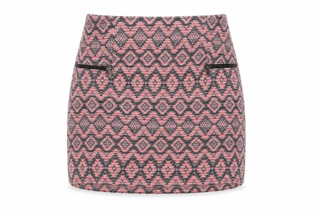 Stradivarius Womens Pink Geometric Cotton Mini Skirt Size 10 Zip