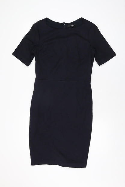 Next Womens Blue Polyester Bodycon Size 10 Round Neck Zip