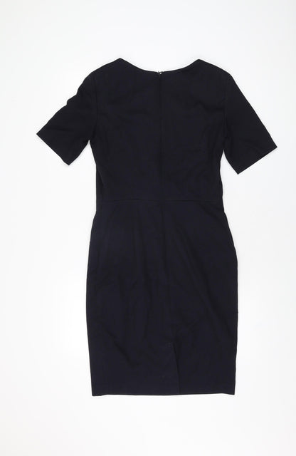 Next Womens Blue Polyester Bodycon Size 10 Round Neck Zip