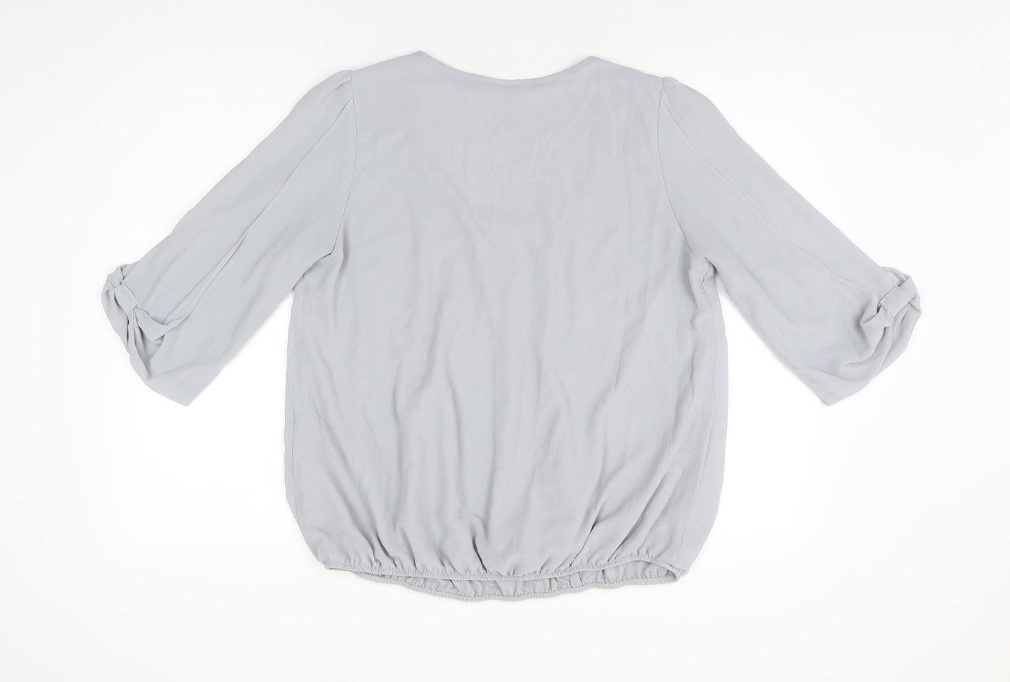 Wallis Womens Grey Polyester Basic Blouse Size M Scoop Neck