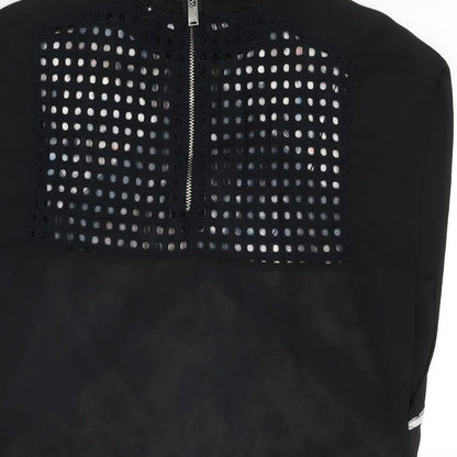 Zara Womens Black Geometric Cotton Basic Blouse Size S Round Neck