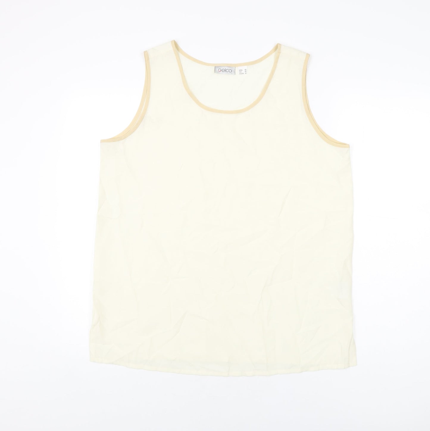 Gelco Womens Ivory Viscose Basic T-Shirt Size 14 Round Neck