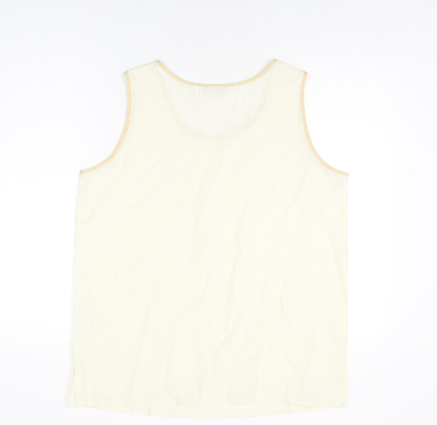Gelco Womens Ivory Viscose Basic T-Shirt Size 14 Round Neck