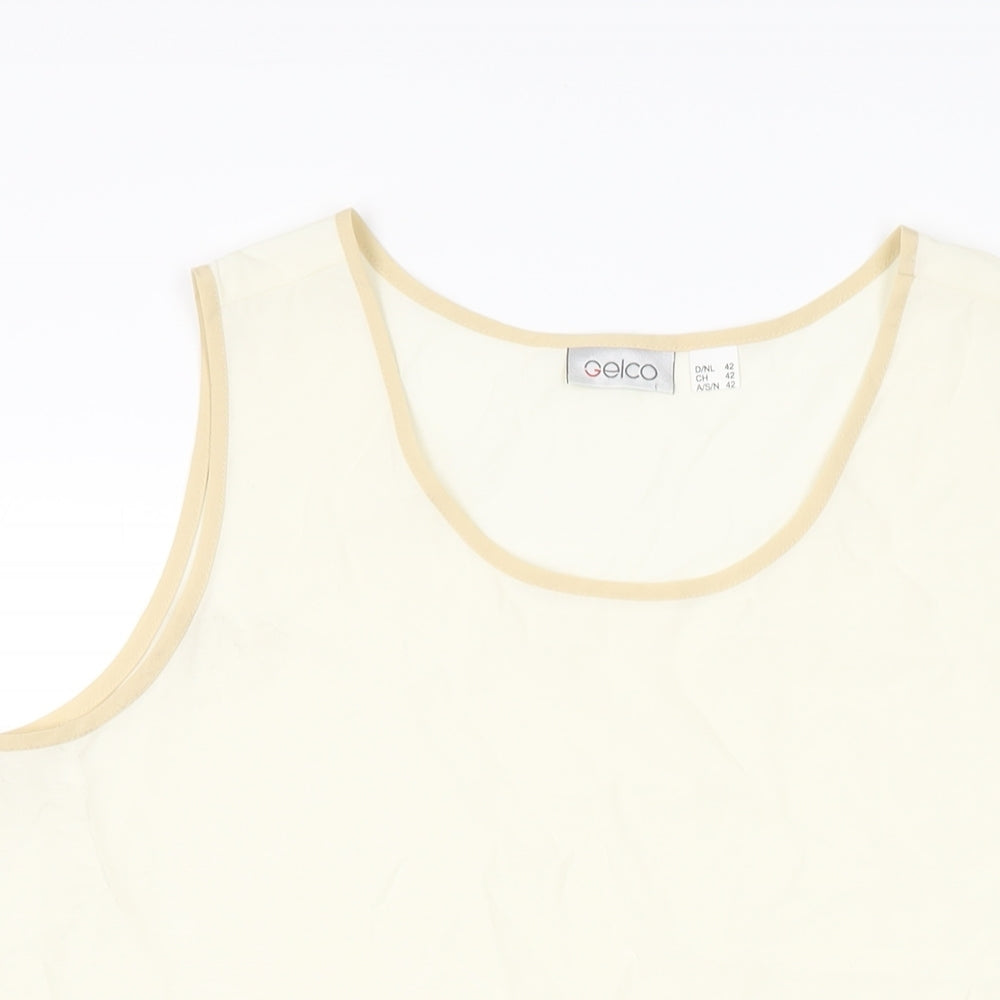 Gelco Womens Ivory Viscose Basic T-Shirt Size 14 Round Neck