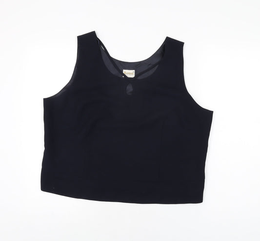 Roman Womens Blue Polyester Basic T-Shirt Size 20 V-Neck