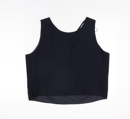 Back view of Roman women’s blue polyester basic t-shirt, size UK 20, v-neck