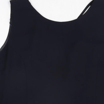 Brand and care label for Roman women’s blue polyester basic t-shirt, size UK 20, v-neck