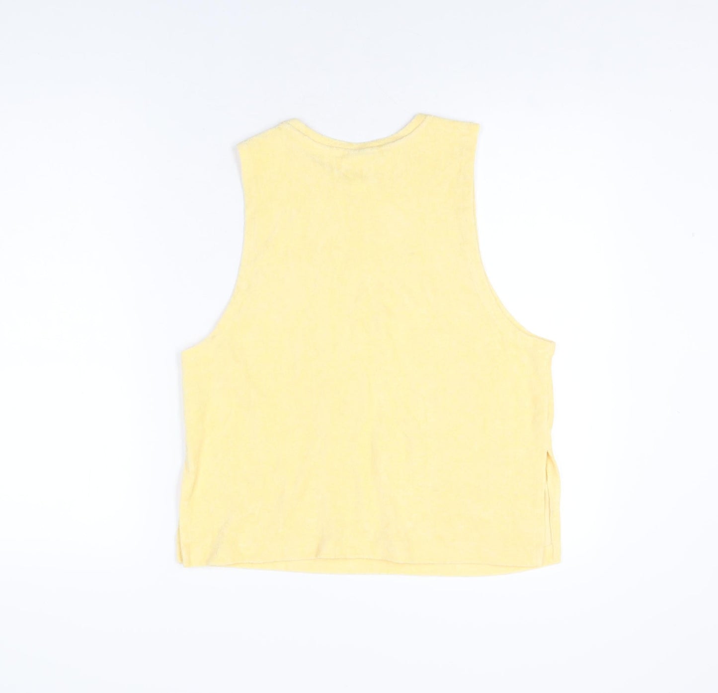 H&M Womens Yellow Polyester Basic T-Shirt Size S Round Neck