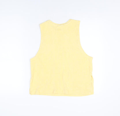 H&M Womens Yellow Polyester Basic T-Shirt Size S Round Neck