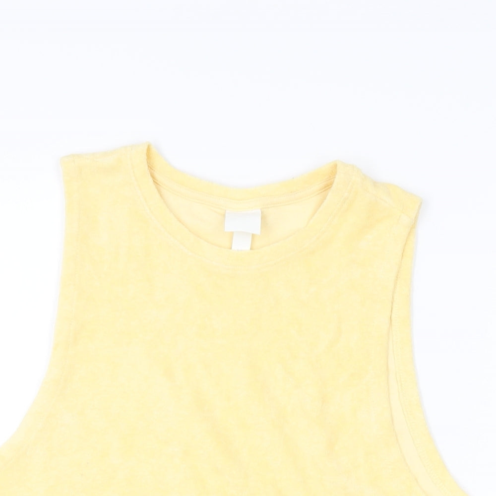 H&M Womens Yellow Polyester Basic T-Shirt Size S Round Neck