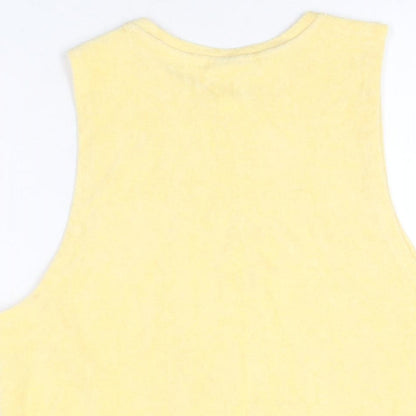 H&M Womens Yellow Polyester Basic T-Shirt Size S Round Neck