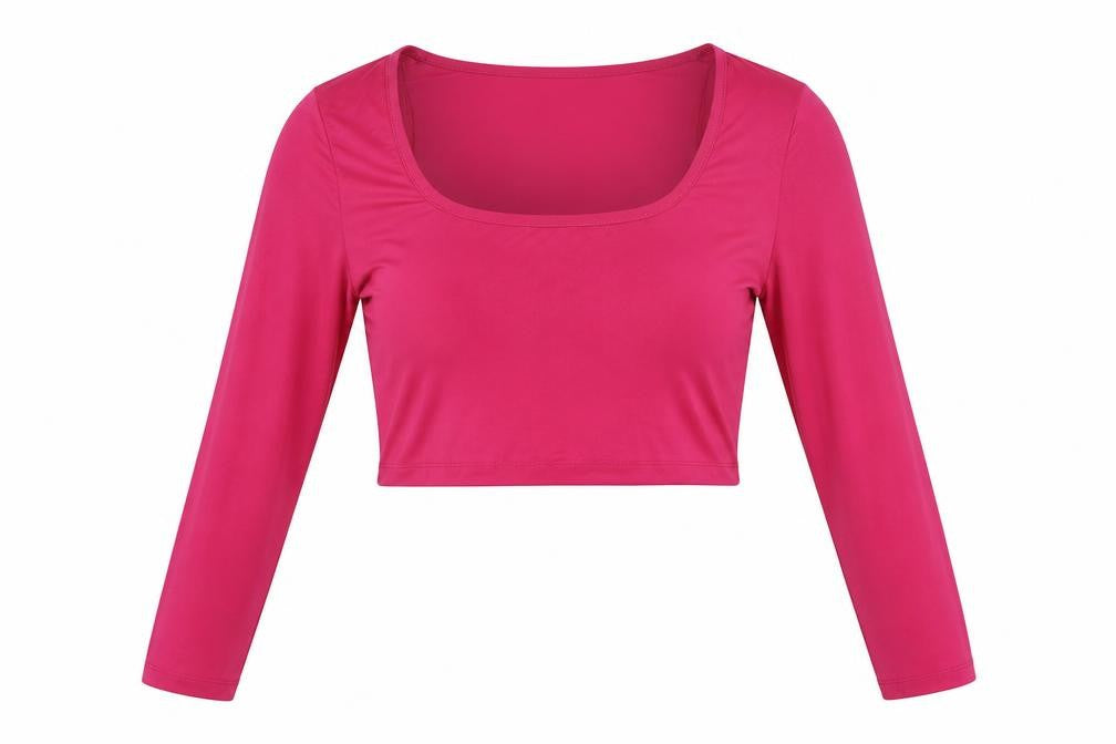 PRETTYLITTLETHING Womens Pink Polyester Cropped Blouse Size 16 Scoop Neck