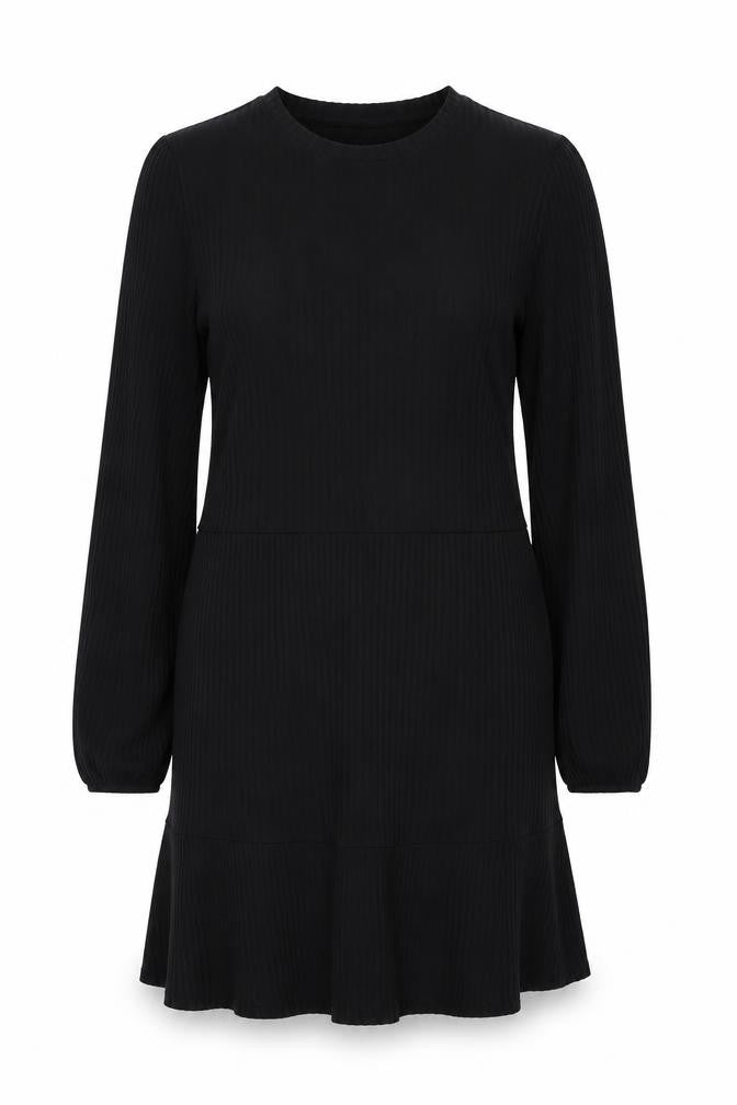 Stradivarius Womens Black Polyester Jumper Dress Size L Round Neck Pullover